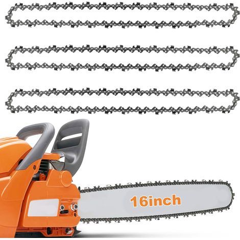 Applicable Lot de 3 chaînes de tronçonneuse pour barre de 40 cm, 56 maillons d'entraînement, calibre 3/8" LP 0,1 cm, chaîne de rechange compatible avec Titan TTL758CHN, Hyundai HYC2400E, Einhell GH-EC (1/5)
