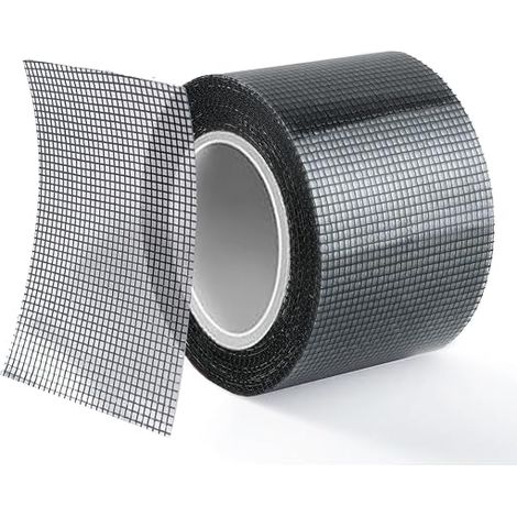 Nastro adesivo riparazione zanzariere per finestre in fibra di vetro, 50 mm x 5 m autoadesivo con nastro adesivo per riparazione di finestre e zanzariere (Nero) (1/5)