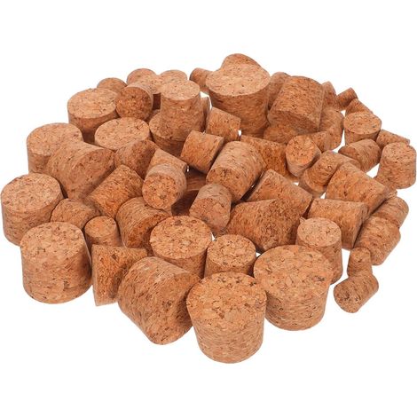 80 bouchons liège, bois, marron, coniques, pour vin et bière (1/5)