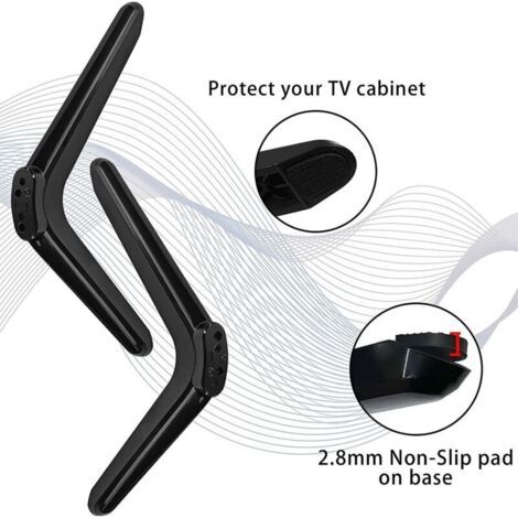Pied TV Universel Noirs avec Vis Support de Table Smart TV Pieds de Meuble TV Distance de Trou de Montage de 17-20 mm Support TV sur Pied Compatible 32/40/49/50/55 Pouces Téléviseurs LCD LED (1/5)