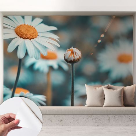 Carta da parati autoadesiva - fotomurale - decorazione parete - stile elegante - decorazione casa - Delicatezza di camomilla 208x146 cm (1/5)