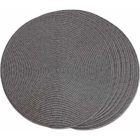 Sets de table ronds tressés, lot de 6, tissés, lavables, antidérapants, 38 cm (marron) (1/5)