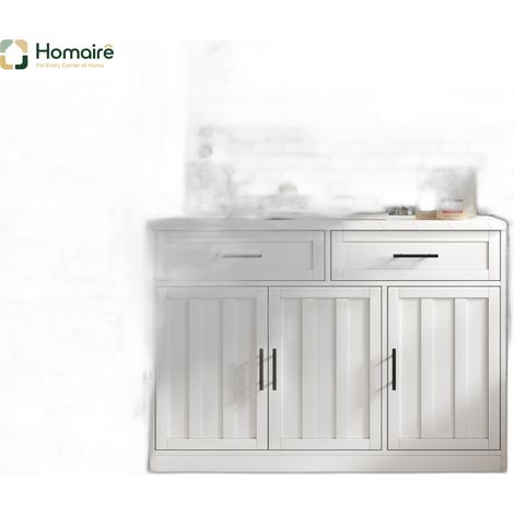 Desserte de cuisine blanche avec rangement et port USB en mdf 120 x 60 x 91 cm HOMAIRE (1/5)