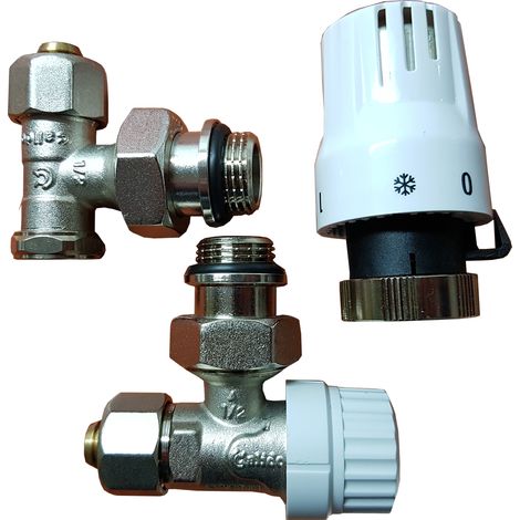 Eckthermostatset (Vorlauf, Rücklauf, Kopf), PEX-Anschluss (1/3)