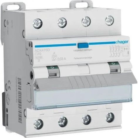 Hager ADX470D disjoncteur différentiel blanc 20A 30mA