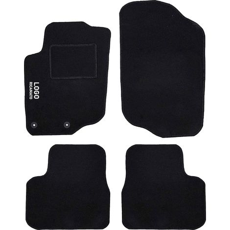 LUPEX SHOP - Tappetini auto compatibili per 207 con 2 clip di fissaggio, in moquette nera, anteriori e posteriori (1/3)