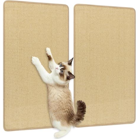 COSTWAY 2 Tiragraffi per Gatti 80 x 50 cm, Tappeto Tiragraffi per Gatti in Sisal Naturale da Pavimento o da Parete, Proteggono Tappeti, Tessuti, Divani e Poltrone (1/5)