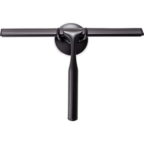Raclette De Douche - Acier Inoxydable - Lame En Silicone - Pour Vitre Miroir Carrelage Fenêtre Voiture - 25,5 Cm - Noir (1/5)