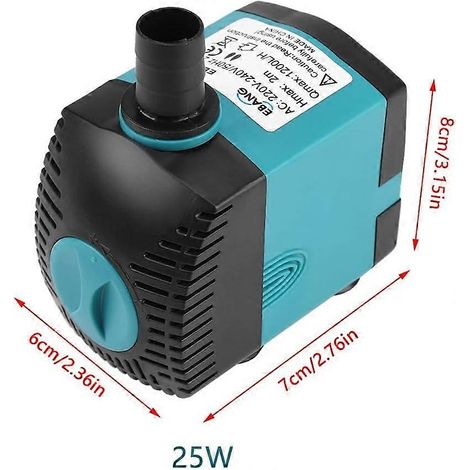 Filtre submersible, 3W-25W, 220-240V, débit 200L/h-1200L/h, hauteur du jet d'eau 0,5m-2m, filtre sans poissons, compatible avec les aquariums, les fontaines, les systèmes d'eau courante, etc. (1/5)