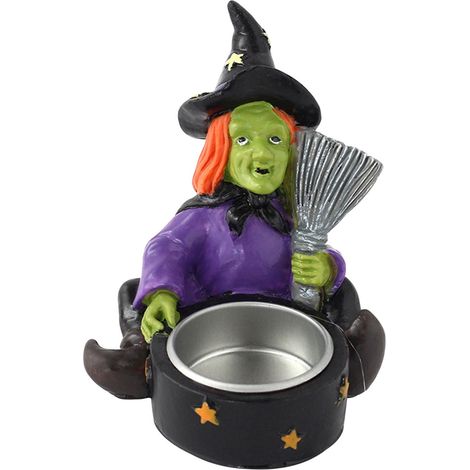 Ornement Halloween - Sculpture Résine Sorcière et Squelette - Décoration Intérieure Table et Cheminée - Lot de 1 (1/5)