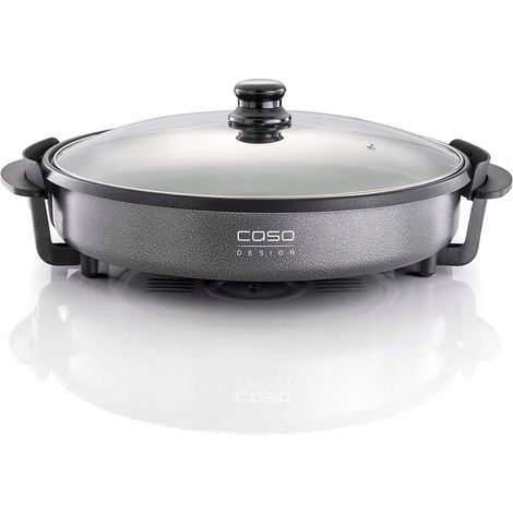 CASO Padella professionale – Multipadella elettrica per pizza, hamburger, verdure, ecc., fino a circa 240°C, funzione di mantenimento in caldo, colore: nero (1/5)