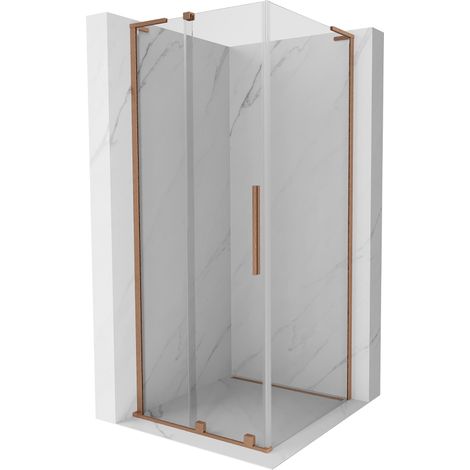 Mexen Velar L Duschkabine Schiebetür 120 x 120 cm, transparent, gebürstetes Kupfer - 871-120-120-03-65