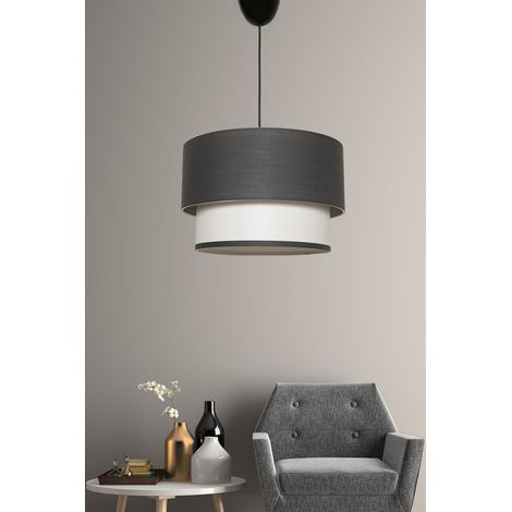 Goral Suspension lumineuse avec abat-jour en tissu - Anthracite