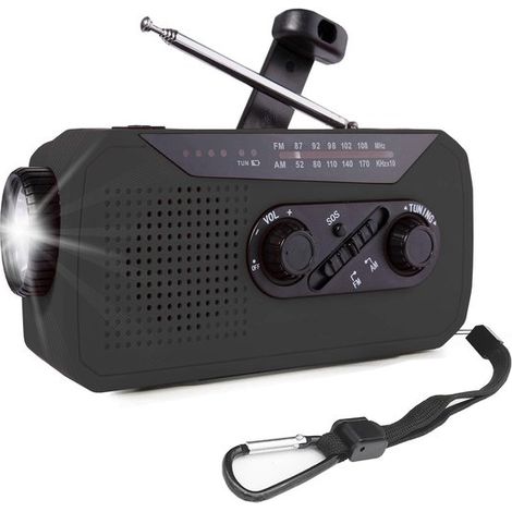 Filiyano – Lampe torche rechargeable – Radio d'urgence - Radio à manivelle solaire - 2000 MAH - Kit de survie portable - Batterie externe solaire (1/5)