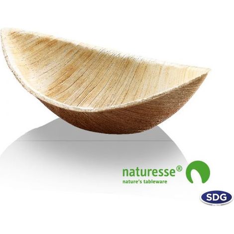 Bol jetable Bateau 23x13 cm en feuille de palmier - 100 pièces - Ecobioshopping (1/3)