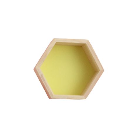 Étagère murale en bois massif présentoir étagère, forme de hexagonale en nid d'abeille (petite, jaune) (1/5)