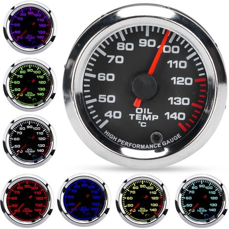 12V Oil Temperature Gauge, 52mm/2.0in Oil Temperature Gauge 40-140℃ 7 Colour Display Backlight Black Dial for 12V Cars. (1/5)