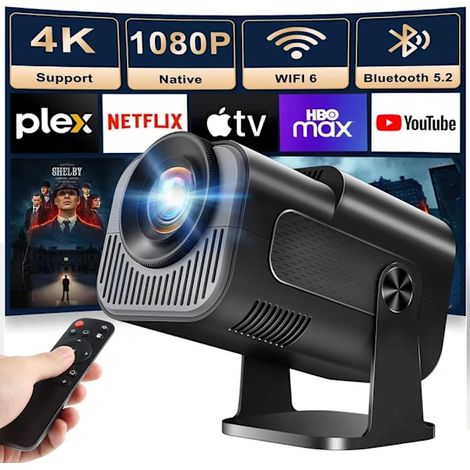 Filiyano – projecteur 4 K compatible – Mini projecteur 4 K compatible 1080p natif, Android 11, Wi-Fi 6, Bluetooth 5.2, rotation à 180°, idéal pour le (1/5)