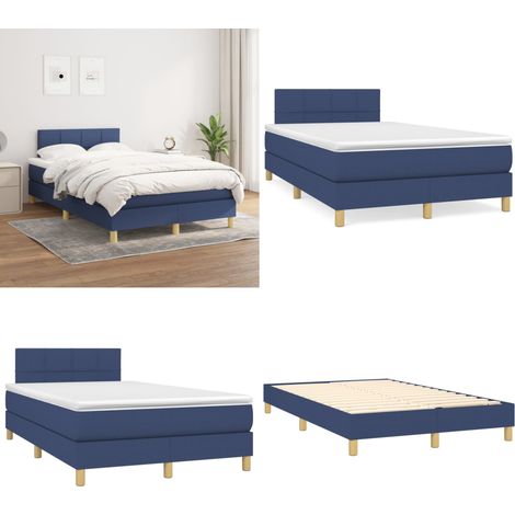 Boxspringbett mit Matratze Blau 120x200 cm Stoff - Boxspringbett - Doppelbett - Schlafraum - Blau - Bettenrahmen - Home & Living (1/5)