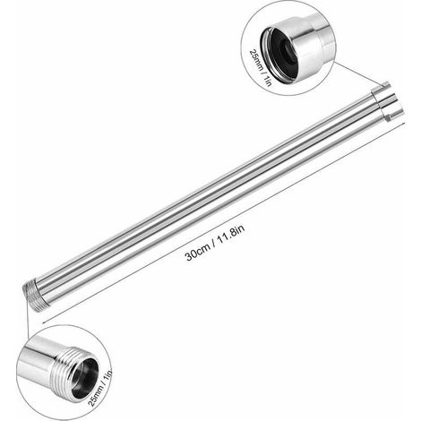 30 cm Duscharm, G3/4 Duscharmverlängerung, Duschkopfverlängerung, Unterer Duschkopf, Chrom-Kupfer-Rohr-Zubehör, Duschkopfverlängerung (10 Zoll) (1/5)