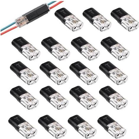 Waterproof 2-Pin Electrical Connectors, D2 Quick Wire Connector with Locking Loop, 2-Pin Electrical Cable Connectors, for 18-22 AWG Cable, LEDs, Exposures (1/5)