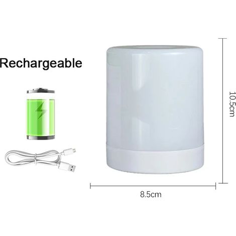 Veilleuse LED blanche rechargeable (B1) avec variateur tactile à intensité variable, lampe de bureau LED, lampe de chevet portable USB (1/3)