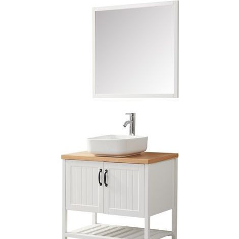 Ensemble de salle de bain blanc 80 cm (1/3)