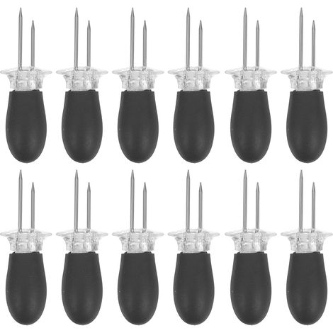 10 paires de supports à maïs adaptés aux épis de maïs - Fourchettes doubles pour barbecue avec manches anti-brûlure - Ustensiles de grillade en acier inoxydable, parfaits pour un pique-nique estival,  (1/3)