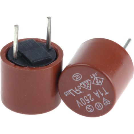 Rs Pro – Fusible radial 1A type T 250V c.a. – Montage sur CI – Nylon – 8.5mm de diamètre – 4.3mm de longueur de fil