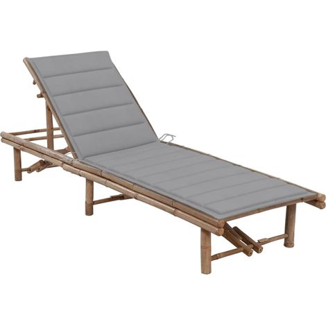 Sdraio sedia a sdraio prendisole lettino da giardino terrazza mobili da esterno con cuscino in bambù 020012293