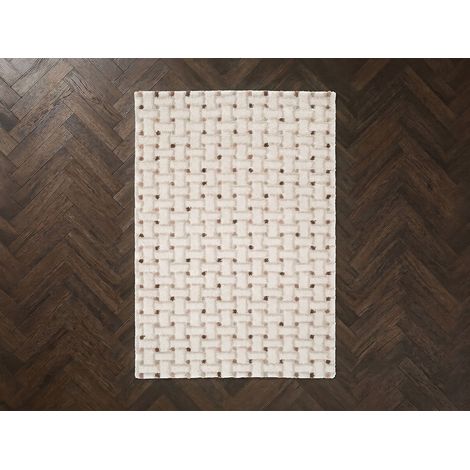 BOBOCHIC - Tapis poils longs MIZAI motif graphique  120x170 Beige