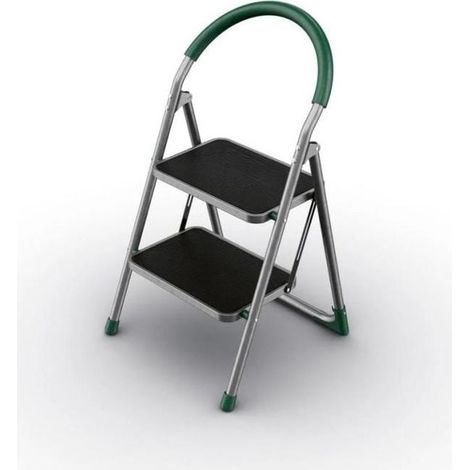 ORION91oficial® Folding Ladder - 2 Steps, Maximum Working Height 250 cm, Load Capacity 150 kg, Non-Slip Feet, Portable Design, Compact Size, Suitable for Home Use, Made of Aluminum and Plastic, CE Cer (1/5)