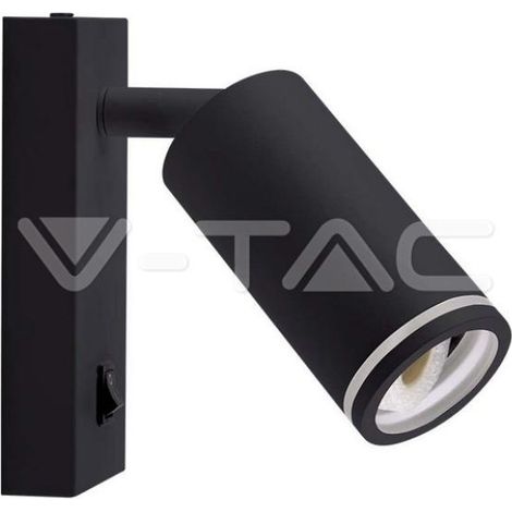 Foco de pared LED GU10 ajustable V-TAC con interruptor y portalámparas, negro (1/5)