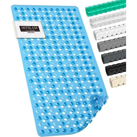 Badewannenmatte rutschfest 89x40cm, BPA-frei, maschinenwaschbar, blau (1/5)