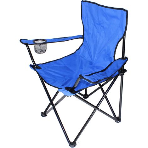 ® Chaise de camping pliante en acier 50 x 50 x 80 cm - Chaise portable et légère avec porte-gobelet - Sac de transport inclus - pour l'extérieur.bleu (1/5)