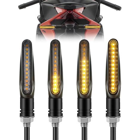 4 Pieces MiNi Clignotant LED Adapté Aux Motos E-mark DC12V IP67,Flowing Mode Clignotants Lumières Indicateurs de Tournage de Moto, Indicateurs de Moto LED,Pour Scooter Quad Cruiser Off Road (1/5)