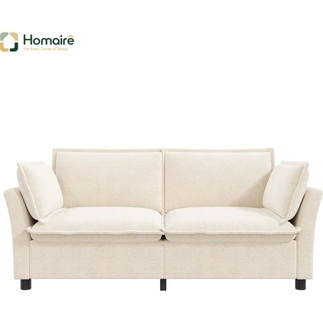 Canapé en velours beige avec accoudoirs 155 x 81 x 87 cm HOMAIRE (1/5)