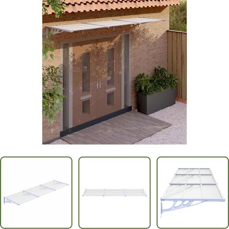 Polycarbonat - Türvordach Grau und Transparent 297,5x90 cm Polycarbonat (1/5)
