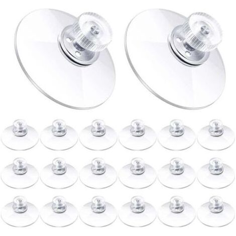 Ventouses en Plastique 40 mm Ventouse en PVC Transparent Support d'Aspiration Adhésif Puissant avec Écrou à Vis pour Tissu d'Ombre de Voiture Porte Verre Fenêtre Salle de Bain (20 Pièces) (1/4)