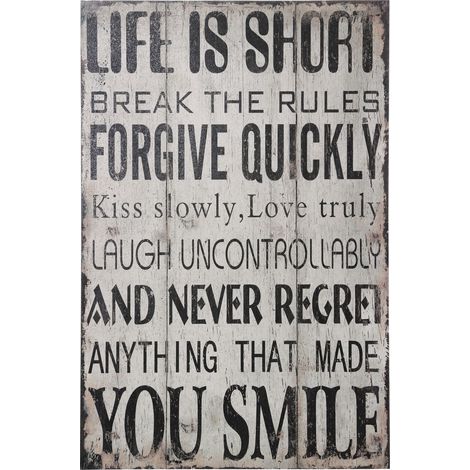 Premier Housewares Life Is Short Break the Rules Wall Plaque (1/3)