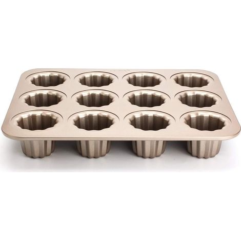 Moule à Cannelés 12 Cavités, Plaque de Cuisson Antiadhésive, Ustensile de Pâtisserie pour Gâteaux Cannelés Français, muffins, Compatible avec le Four