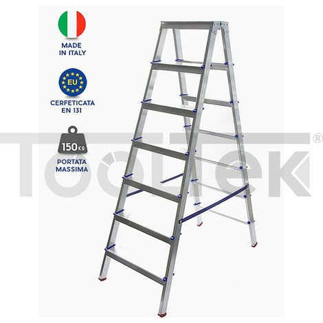 SCALA ALLUMINIO 6 GRADINI DOPPIA SALITA 1,46mt 6+6 CASALINGA NANCY (1/2)
