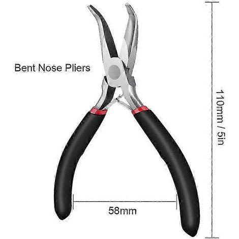 Lot de 2 pinces à bec coudé et 2 pinces à bec rond pour le bricolage, la réparation et la fabrication de bijoux. (1/5)
