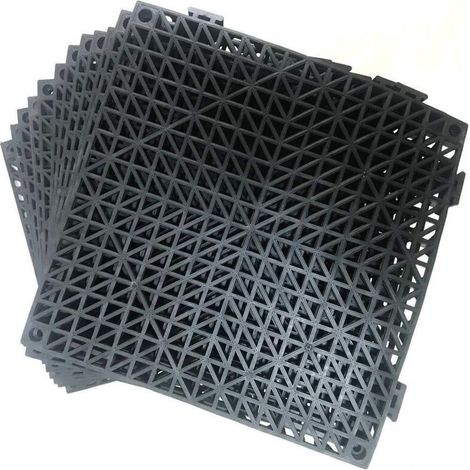Lot de 5 Dalles de Jardin Piscine 30x30x1.5 cm Noir Dalle Clipsable Ajourée Antidérapante en PVC Drainage Rapide Revêtements de Sol Extérieur Intérieur pour Terrasse Cuisine Spa Salle de Bain