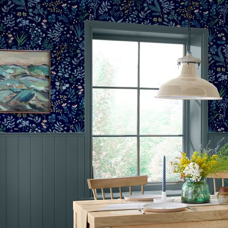 Papier peint intissé Joules Holcombe floral 1005 x 52cm Bleu