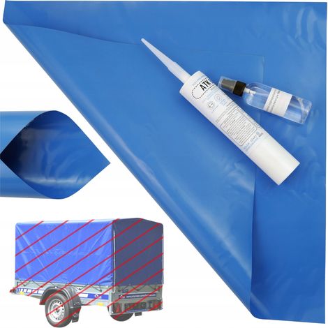 Planenreparaturset: Flicken 50 x 50 cm, wasserfester Kleber, Entfetter 100 ml
