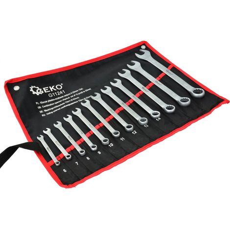 Flache Ösenschlüssel, satiniert, 6-22 mm, 12 Stück, CRV/Plattenpackung/(20) (1/5)
