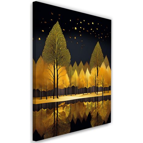 Tableau déco Forêt dorée Paysage Lac Nature 40x60 (1/5)