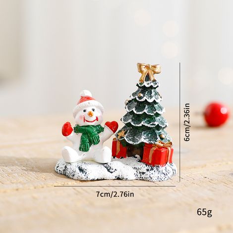 Figurine miniature de Noël bonhomme de neige, sapin et cadeaux, déco de table 7 cm en résine