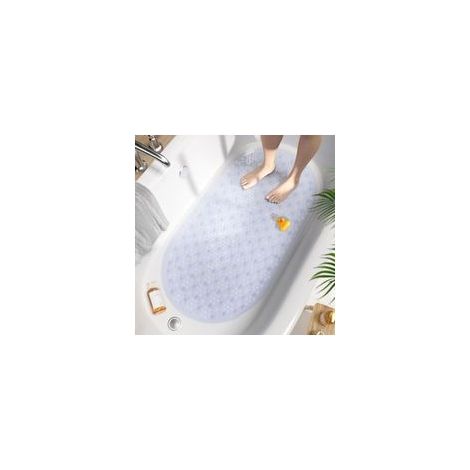 Tapis de Baignoire Antidérapant Ovale, 68x38CM Tapis de Bain à Bulles, Tapis de Douche en Lavable en Machine & Résistant à la Moisissure, Tapis Antidérapant Baignoire sans BPA, Transparent (1/5)